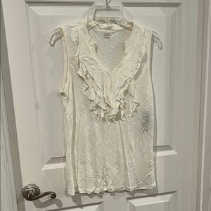 Cream Ruffled V-Neck Blouse